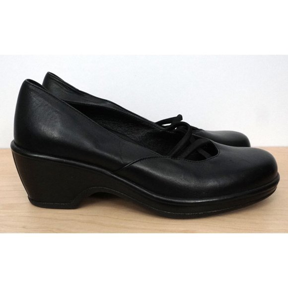 DANSKO Black Leather Slip On Clogs Heels Shoes Size 40 US 9.5 10 - Picture 2 of 9